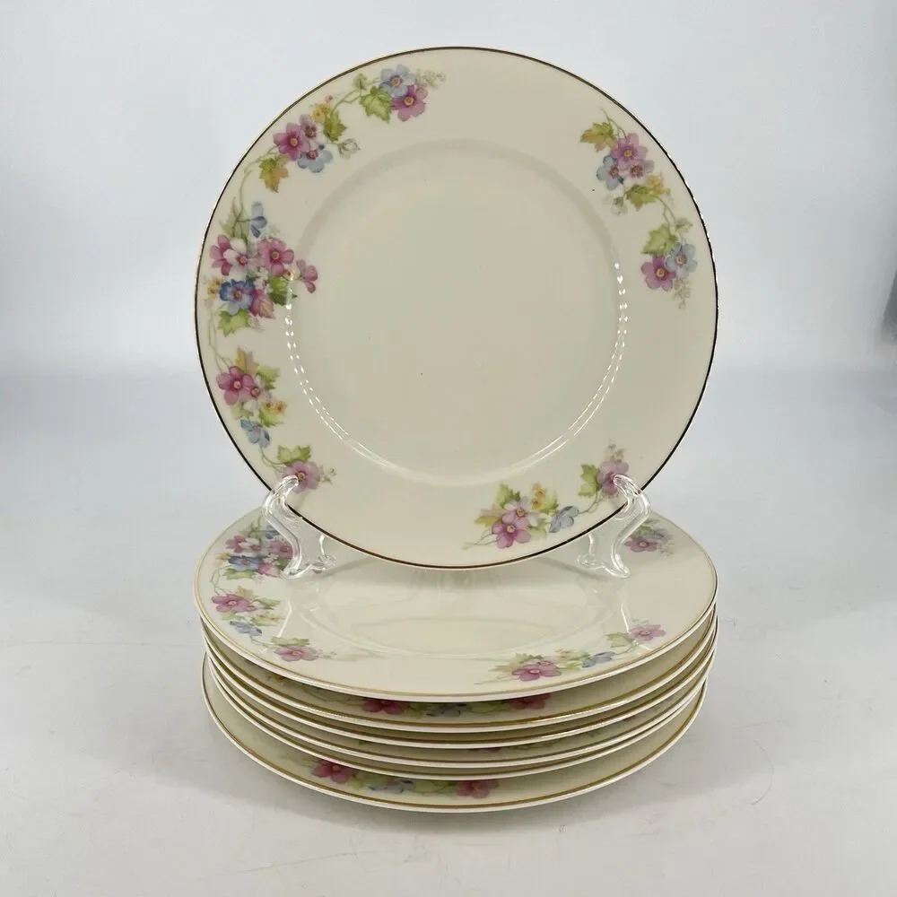 Set of 7 THUN Bohemia Springtime Floral Salad Plates 8” Porcelain Czechoslovakia